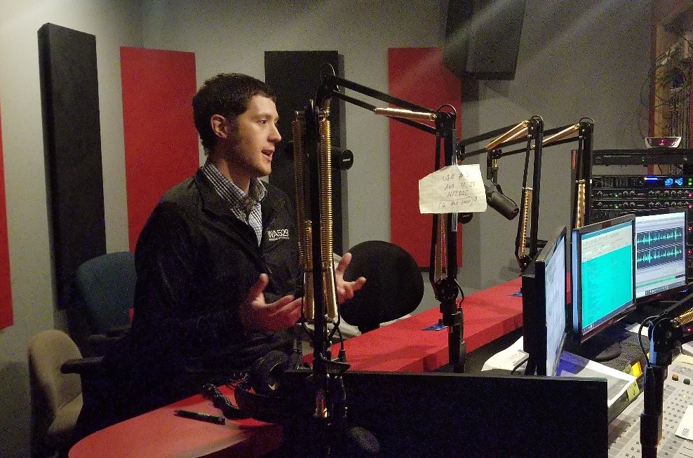 Luke Minor in radio studio