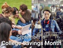 Students studying with Caption September is College Savings Month